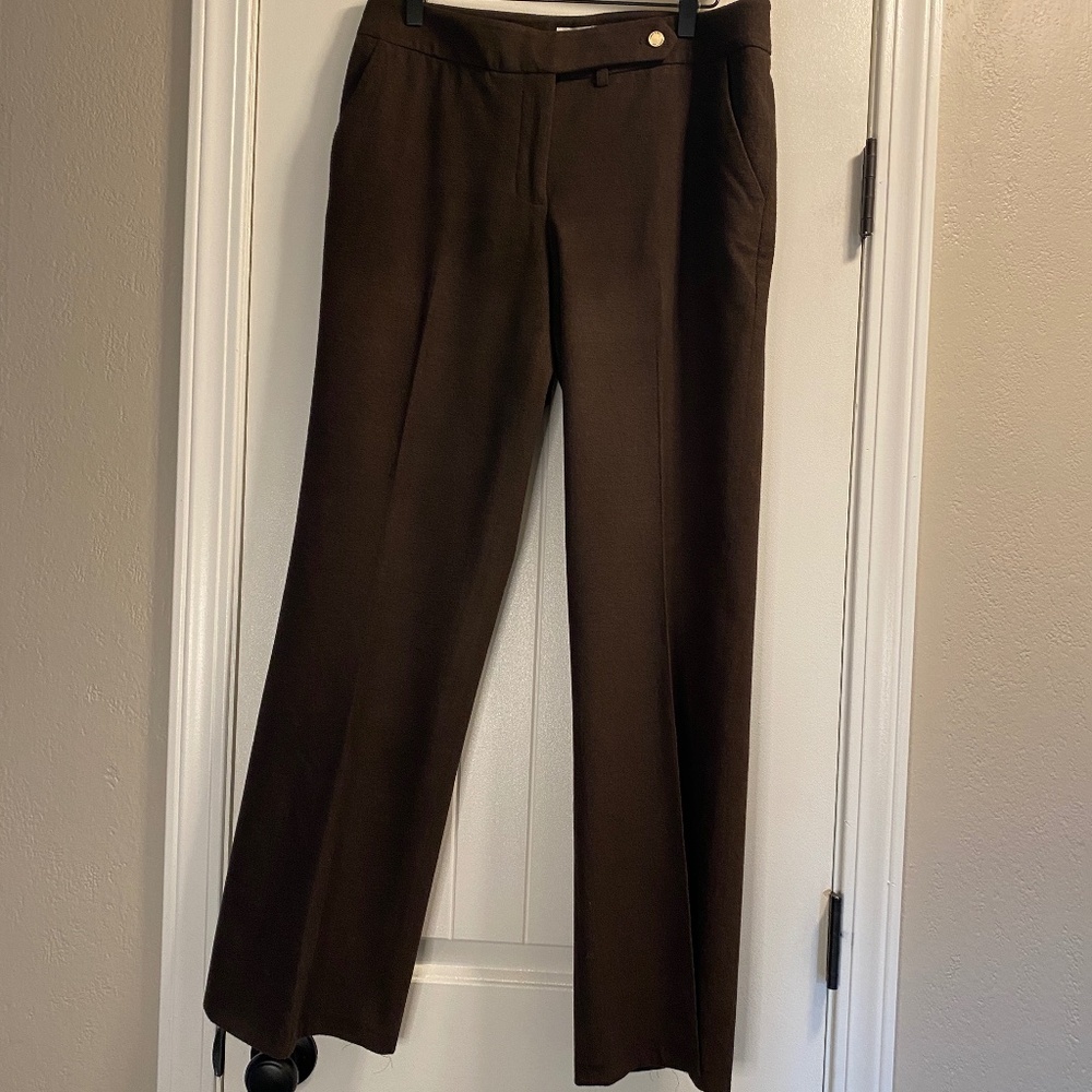 Calvin Klein Straight Leg Dress Pants in Dark Brown
